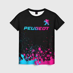 Женская футболка Peugeot - neon gradient: символ сверху