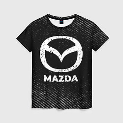 Футболка женская Mazda с потертостями на темном фоне, цвет: 3D-принт