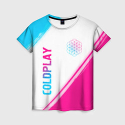 Футболка женская Coldplay neon gradient style: надпись, символ, цвет: 3D-принт