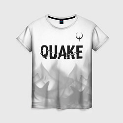 Женская футболка Quake glitch на светлом фоне: символ сверху