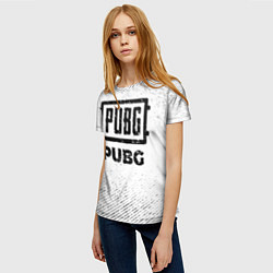 Футболка женская PUBG с потертостями на светлом фоне, цвет: 3D-принт — фото 2