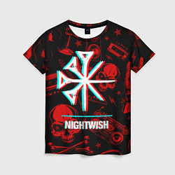 Футболка женская Nightwish rock glitch, цвет: 3D-принт