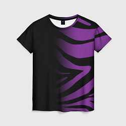 Футболка женская Фиолетовый с черными полосками зебры, цвет: 3D-принт