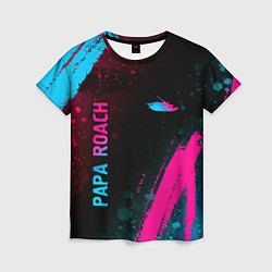 Футболка женская Papa Roach - neon gradient: надпись, символ, цвет: 3D-принт