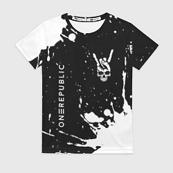 Футболка женская OneRepublic и рок символ на темном фоне, цвет: 3D-принт