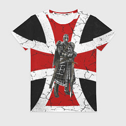 Футболка женская Рыцарь на фоне мальтийского креста, цвет: 3D-принт