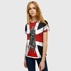 Футболка женская Рыцарь на фоне мальтийского креста, цвет: 3D-принт — фото 2