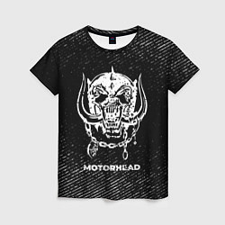 Футболка женская Motorhead с потертостями на темном фоне, цвет: 3D-принт