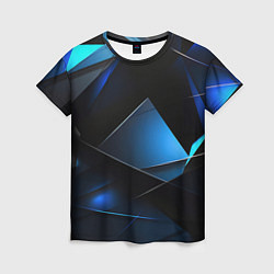 Женская футболка Blue black texture