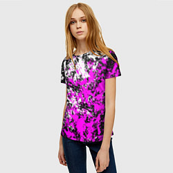 Футболка женская Белая и розовая краска, цвет: 3D-принт — фото 2