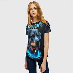 Футболка женская Rottweiler and lightnings, цвет: 3D-принт — фото 2