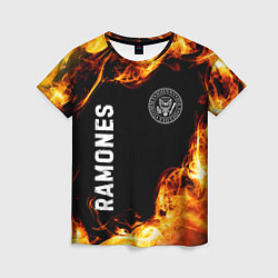 Футболка женская Ramones и пылающий огонь, цвет: 3D-принт
