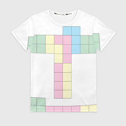 Футболка женская Тетрис буква т падающие блоки, цвет: 3D-принт