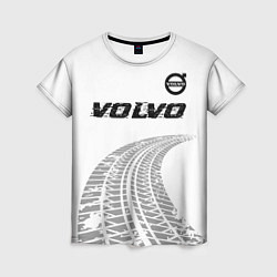 Женская футболка Volvo speed на светлом фоне со следами шин: символ