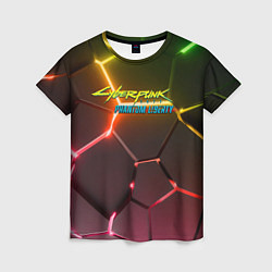 Футболка женская Cyberpunk 2077 phantom liberty logo neon, цвет: 3D-принт