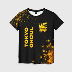 Футболка женская Tokyo Ghoul - gold gradient: надпись, символ, цвет: 3D-принт