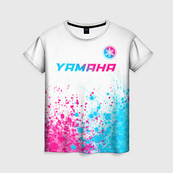 Женская футболка Yamaha neon gradient style: символ сверху