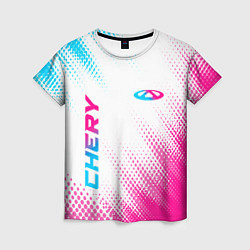 Футболка женская Chery neon gradient style: надпись, символ, цвет: 3D-принт