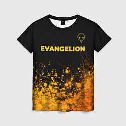 Женская футболка Evangelion - gold gradient: символ сверху