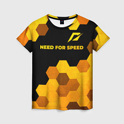 Женская футболка Need for Speed - gold gradient: символ сверху
