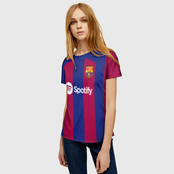 Футболка женская Лионель Месси Барселона форма 2324 домашняя, цвет: 3D-принт — фото 2