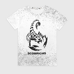 Футболка женская Scorpions с потертостями на светлом фоне, цвет: 3D-принт