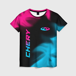 Футболка женская Chery - neon gradient: надпись, символ, цвет: 3D-принт