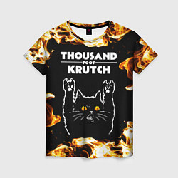 Футболка женская Thousand Foot Krutch рок кот и огонь, цвет: 3D-принт
