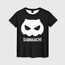 Женская футболка DanMachi glitch на темном фоне