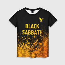 Футболка женская Black Sabbath - gold gradient: символ сверху, цвет: 3D-принт