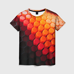 Футболка женская Hexagon orange, цвет: 3D-принт