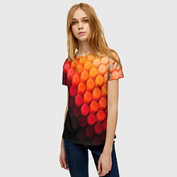 Футболка женская Hexagon orange, цвет: 3D-принт — фото 2