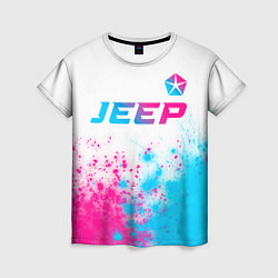 Женская футболка Jeep neon gradient style: символ сверху