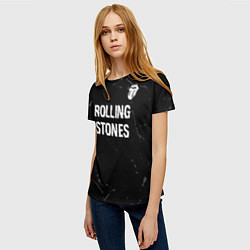 Футболка женская Rolling Stones glitch на темном фоне: символ сверх, цвет: 3D-принт — фото 2