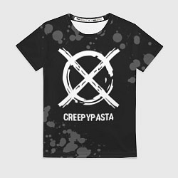 Футболка женская CreepyPasta glitch на темном фоне, цвет: 3D-принт