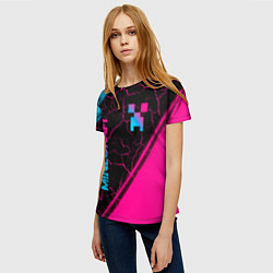 Футболка женская Minecraft - neon gradient: надпись, символ, цвет: 3D-принт — фото 2