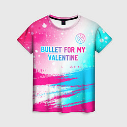 Женская футболка Bullet For My Valentine neon gradient style: симво