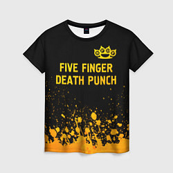 Футболка женская Five Finger Death Punch - gold gradient: символ св, цвет: 3D-принт