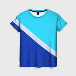 Футболка женская Двуцветный голубой, цвет: 3D-принт