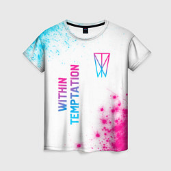 Футболка женская Within Temptation neon gradient style: надпись, си, цвет: 3D-принт