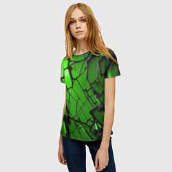 Футболка женская Зеленое треснутое стекло, цвет: 3D-принт — фото 2