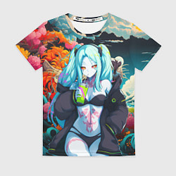 Футболка женская Ребекка и дракон - Киберпанк аниме, цвет: 3D-принт