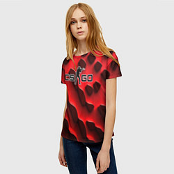 Футболка женская CS GO black red abstract, цвет: 3D-принт — фото 2