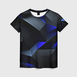 Футболка женская Black blue abstract, цвет: 3D-принт