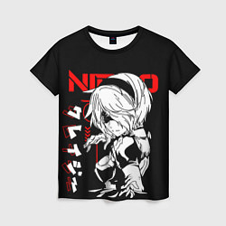 Футболка женская Nier automata - черный и красный, цвет: 3D-принт