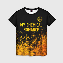 Футболка женская My Chemical Romance - gold gradient: символ сверху, цвет: 3D-принт
