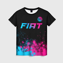 Женская футболка Fiat - neon gradient: символ сверху