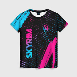 Футболка женская Skyrim - neon gradient: надпись, символ, цвет: 3D-принт