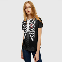 Футболка женская Скелет: ребра с винишком, цвет: 3D-принт — фото 2