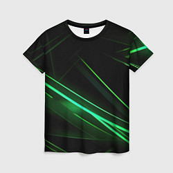 Футболка женская Green lines black backgrouns, цвет: 3D-принт